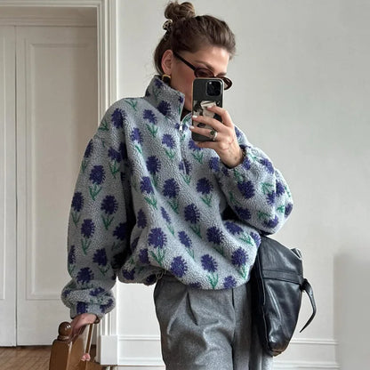 Floral Lamb Fur Hoodie