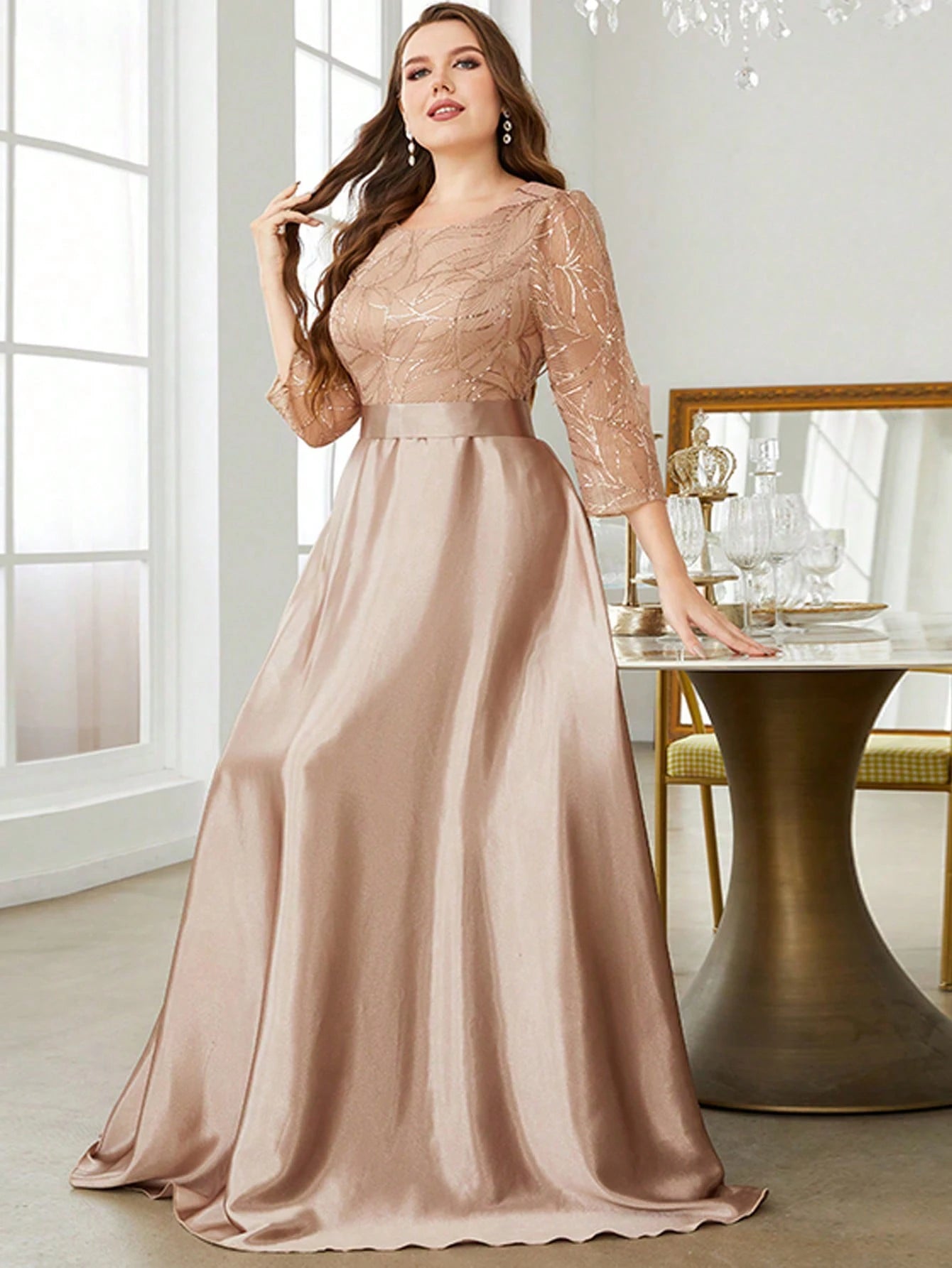 MGIACY Sequin Patchwork Satin Ball Gown