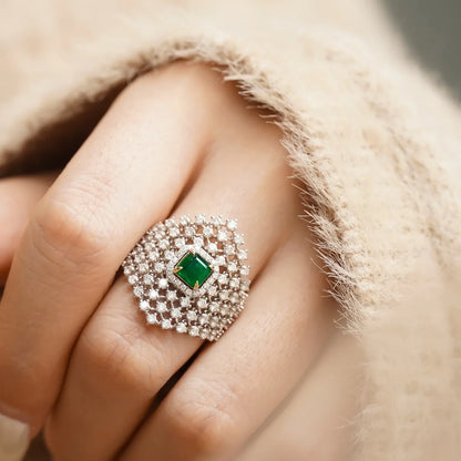 Emerald Geometry Ring