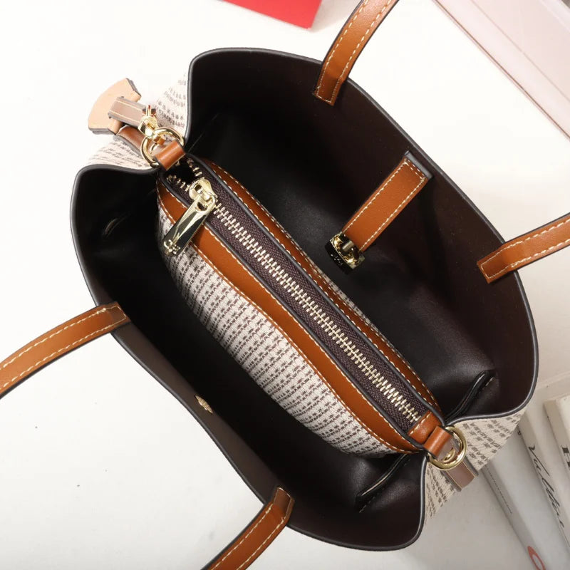 Letter Print Leather Crossbody Bag