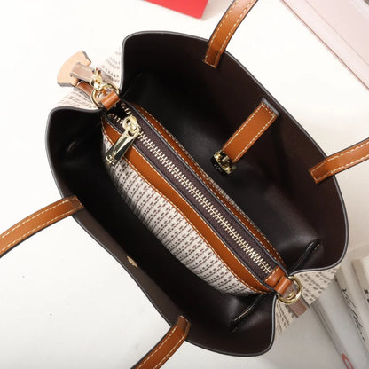 Letter Print Leather Crossbody Bag