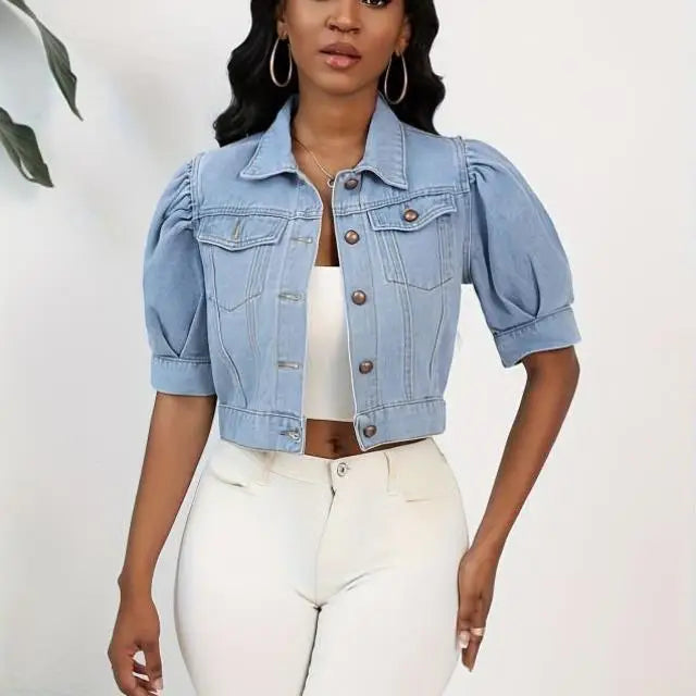 PU Leather Denim Jacket