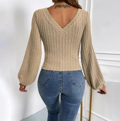 V-Neck Knit Top