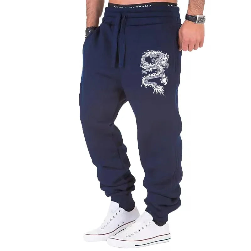 Dragon print jogger pants