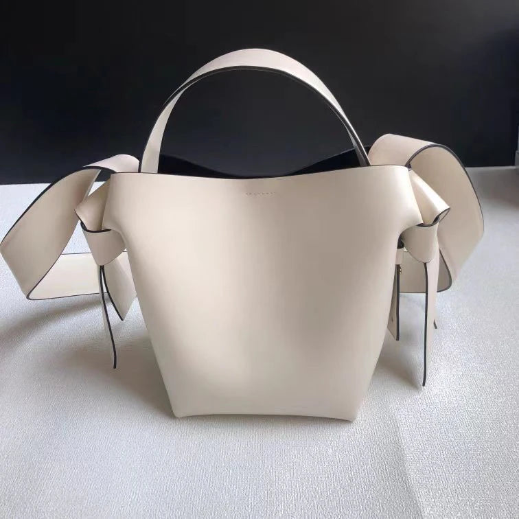 Bow-Accent Leather Tote