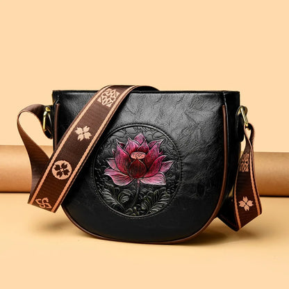Floral PU Leather Shoulder Bag