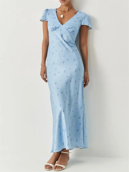 V-Neck Printed A-Line Dress