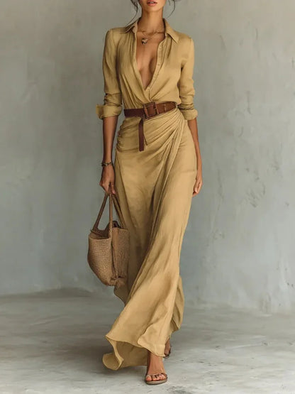 Elegant V-Neck Long Dress