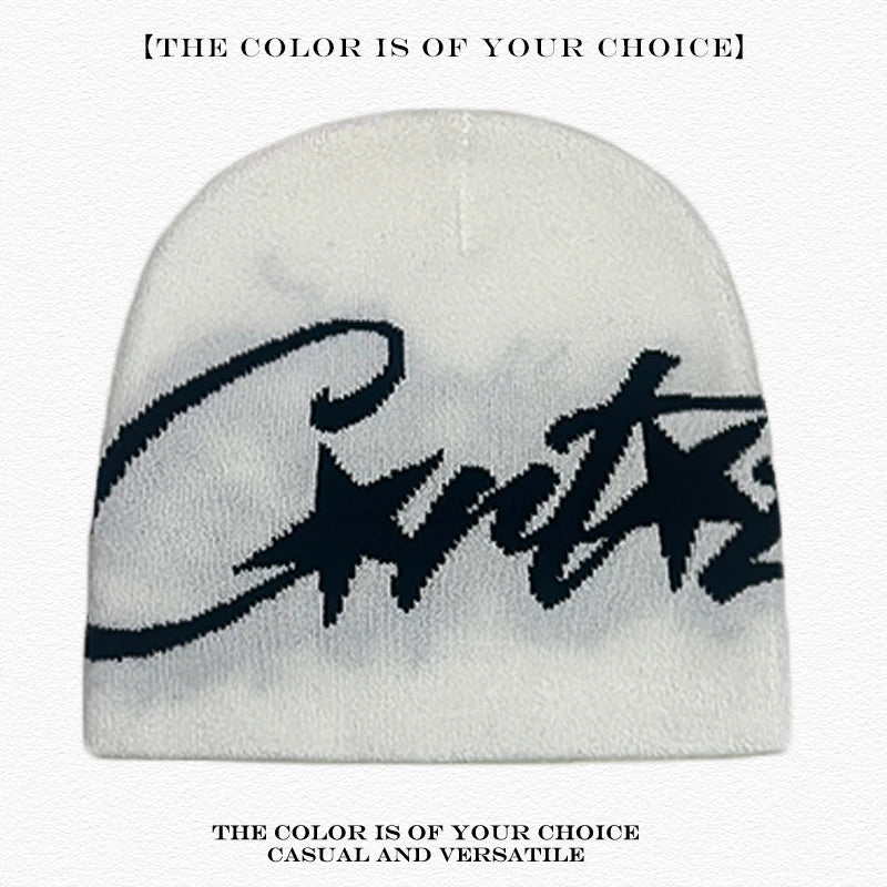 Leopard Print Letter Knit Beanie