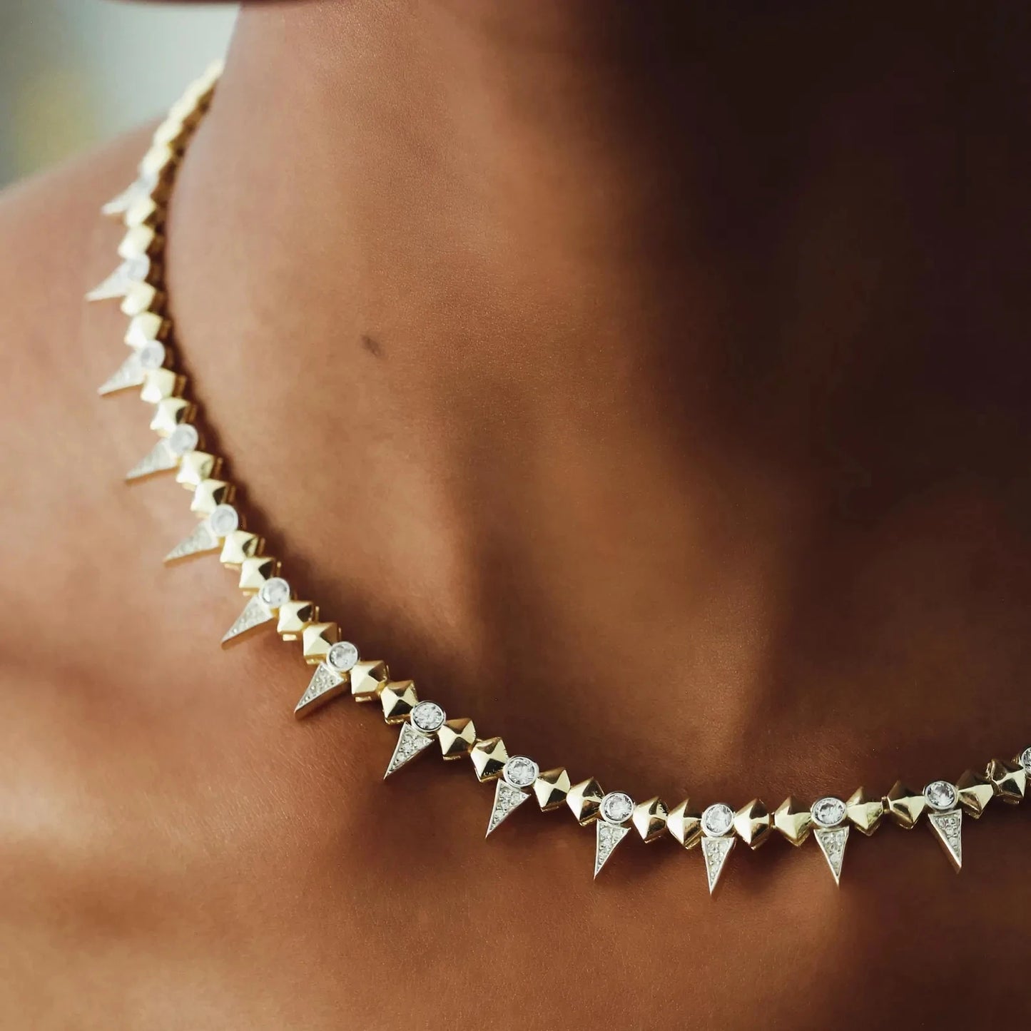 Punk CZ Spike Necklace