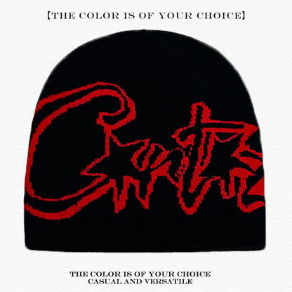 Leopard Print Letter Knit Beanie