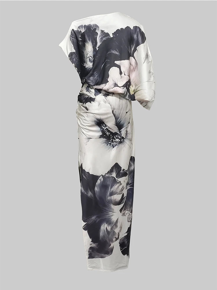 Asymmetric Bat Sleeve Dress