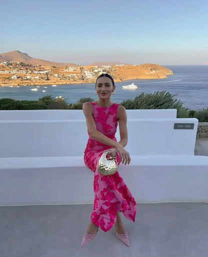 Elegant Floral Mesh Party Dress