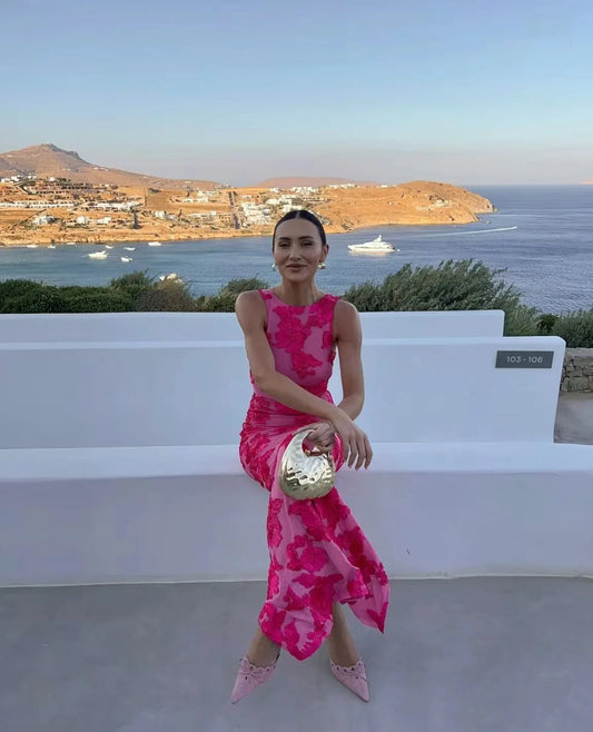 Elegant Floral Mesh Party Dress