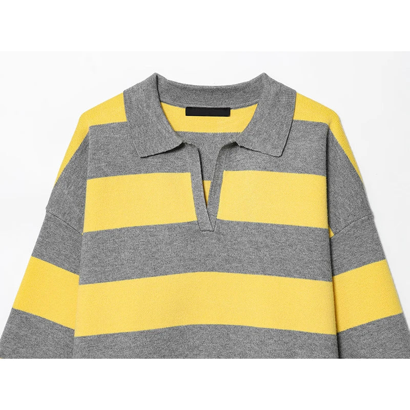 Striped Polo Neck Sweater