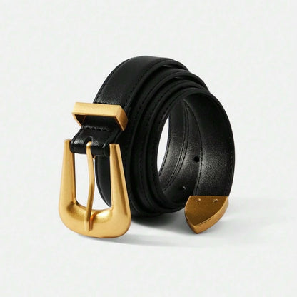 Burgundy Leather Belt with Gold Buckle