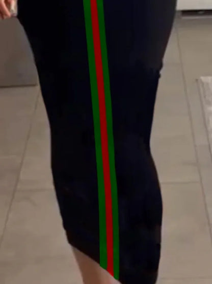 Contrast Striped Bodycon Dress