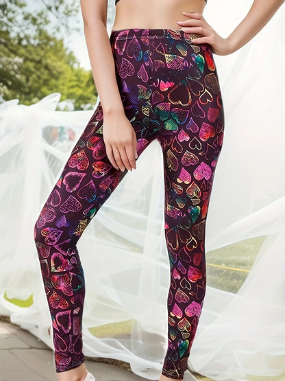 Heart-shaped print leggings