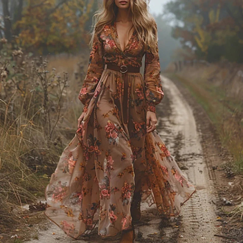 Boho Retro Floral Maxi Dress