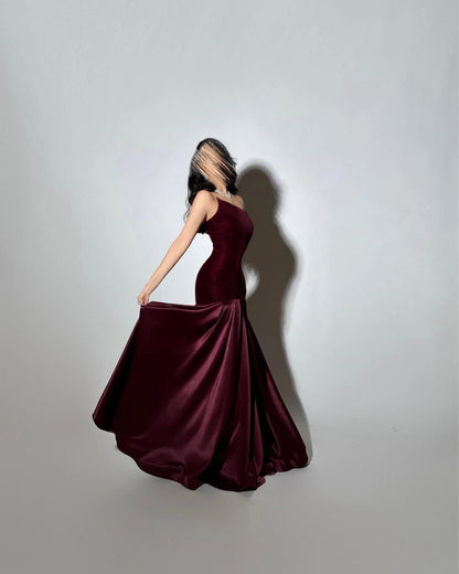 Strapless Satin A-Line Evening Dress