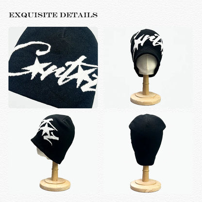 Leopard Print Letter Knit Beanie