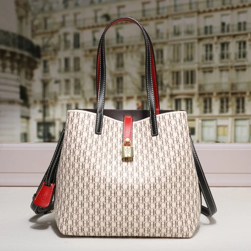 Letter Print Leather Crossbody Bag