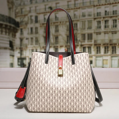 Letter Print Leather Crossbody Bag
