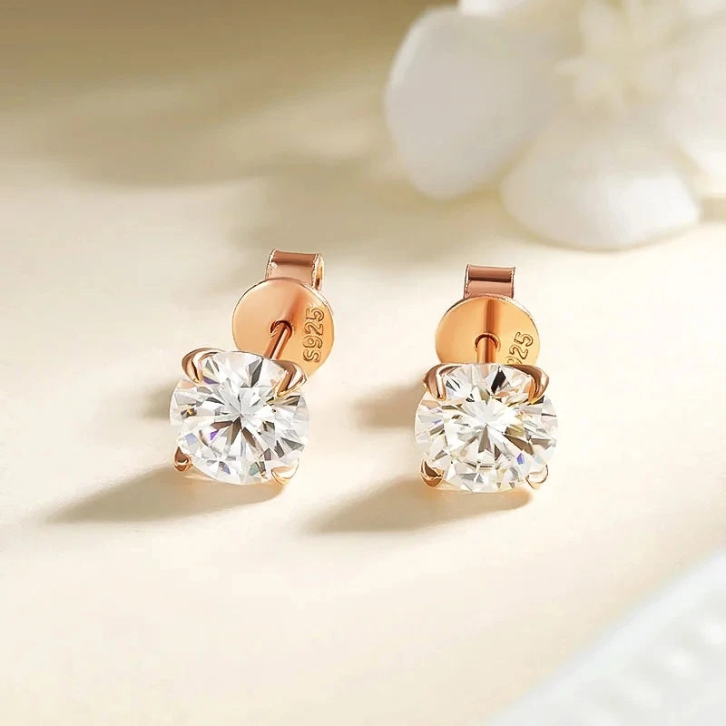 18K Plated 0.1-3CT Moissanite Stud Earrings