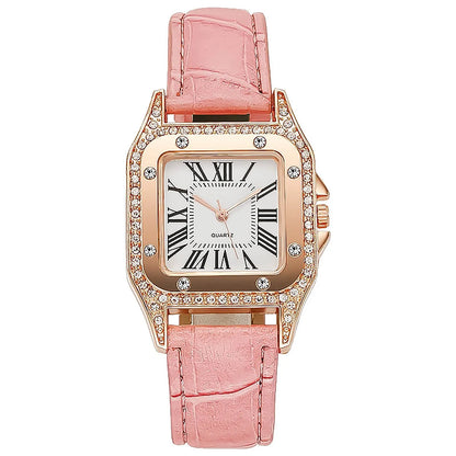 Elegant Women Leather Watch Set