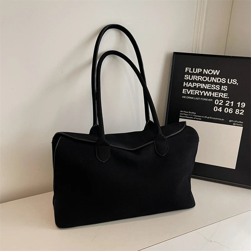 Faux Suede Business Shoulder Bag
