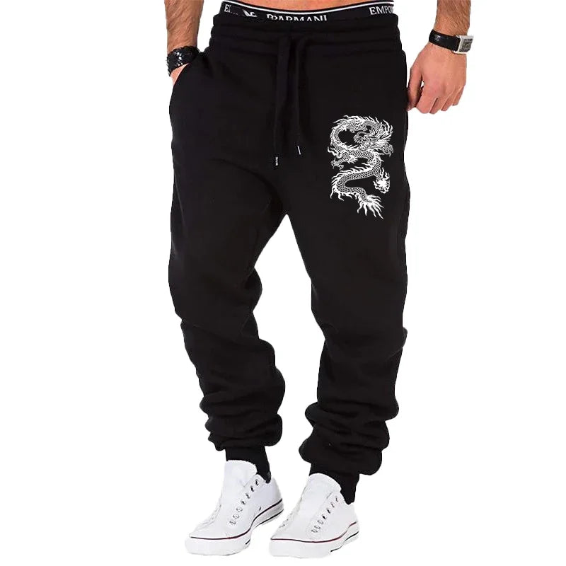 Dragon print jogger pants