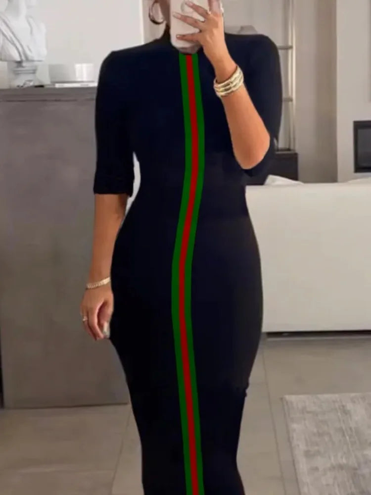 Contrast Striped Bodycon Dress