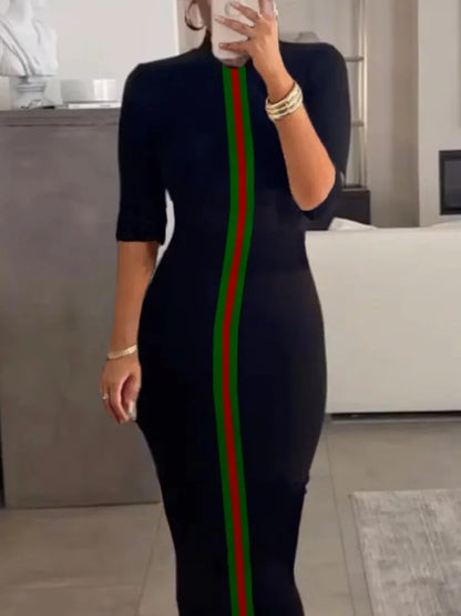 Contrast Striped Bodycon Dress