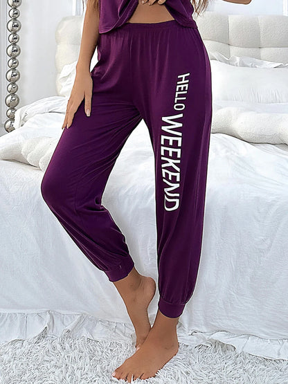 Letter Print Casual Home Pants