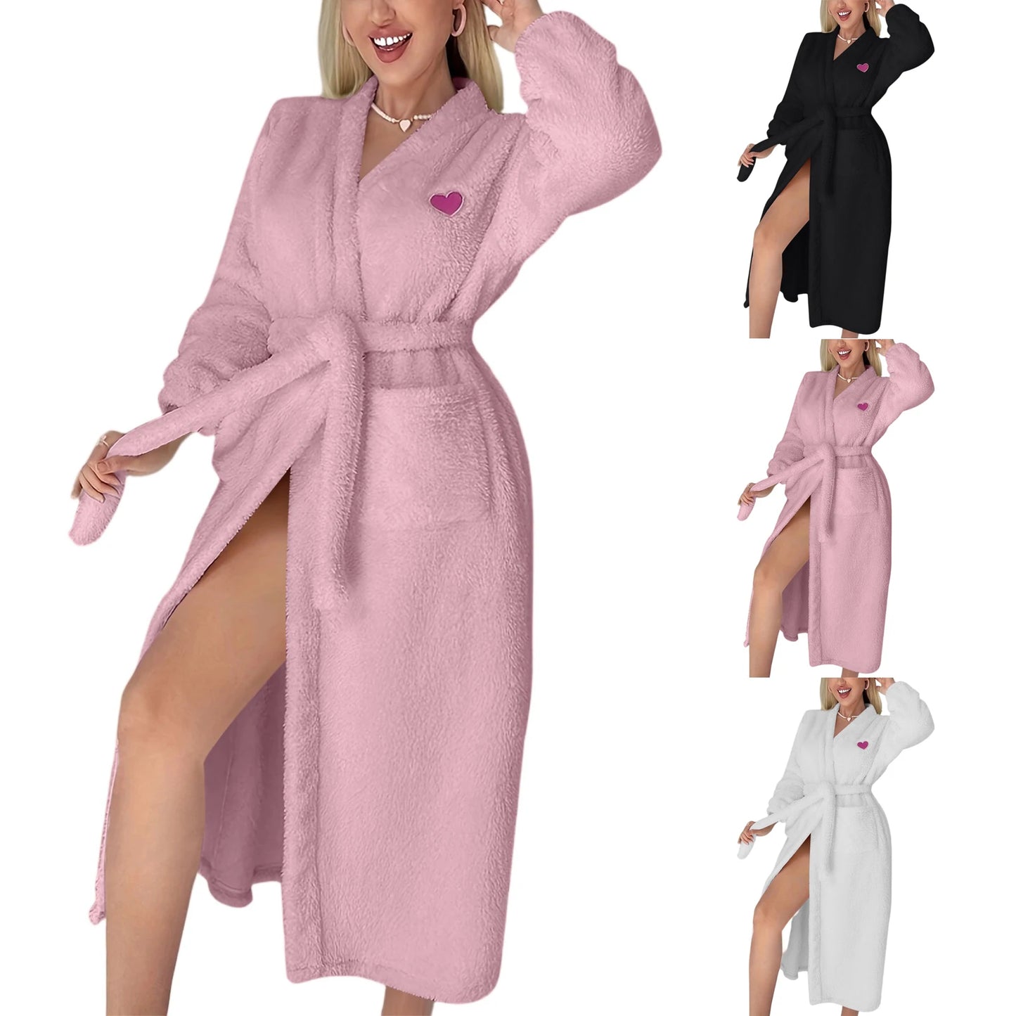 Women's Solid Color Waist Tied Robe