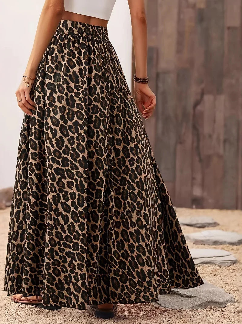 Leopard Print A-Line Skirt