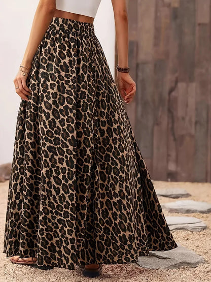 Leopard Print A-Line Skirt