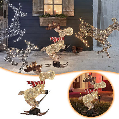 Glowing Ski Reindeer Ornaments