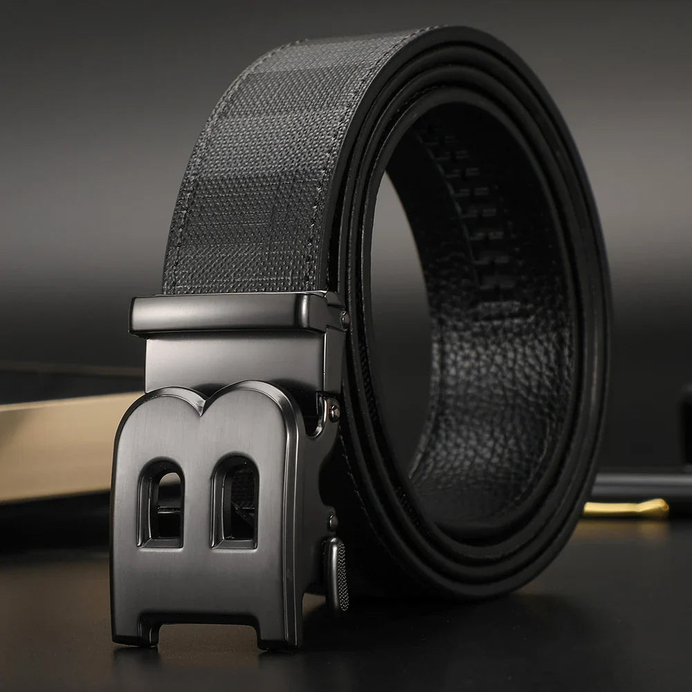 Wide leather canvas belt