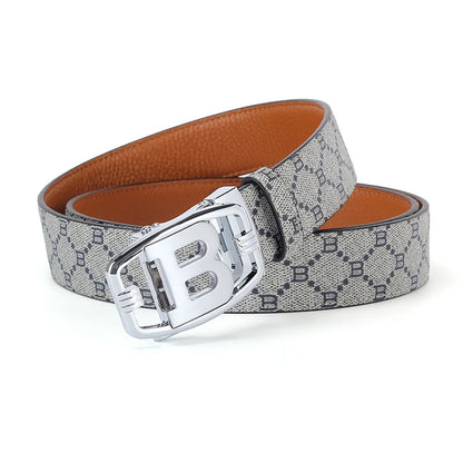 Luxury leather B buckle belt