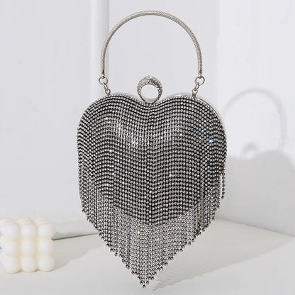 Rhinestone Heart Evening Bag