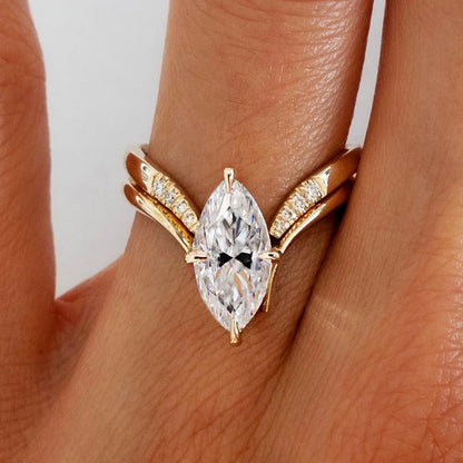 BXINY Marquise Cut Moissanite Ring Set