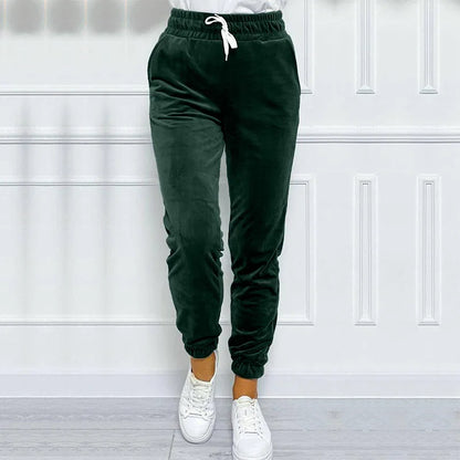 Velvet Drawstring Warm Jogger Pants