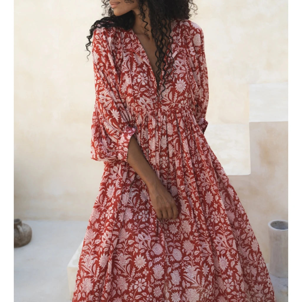 Floral V-Neck Swing Dress