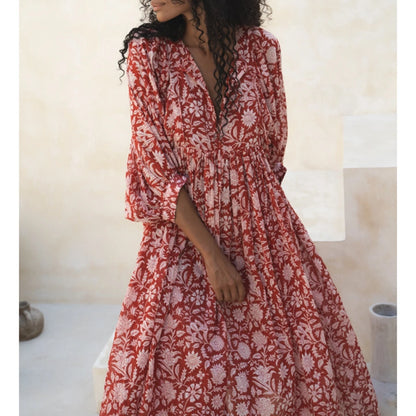 Floral V-Neck Swing Dress