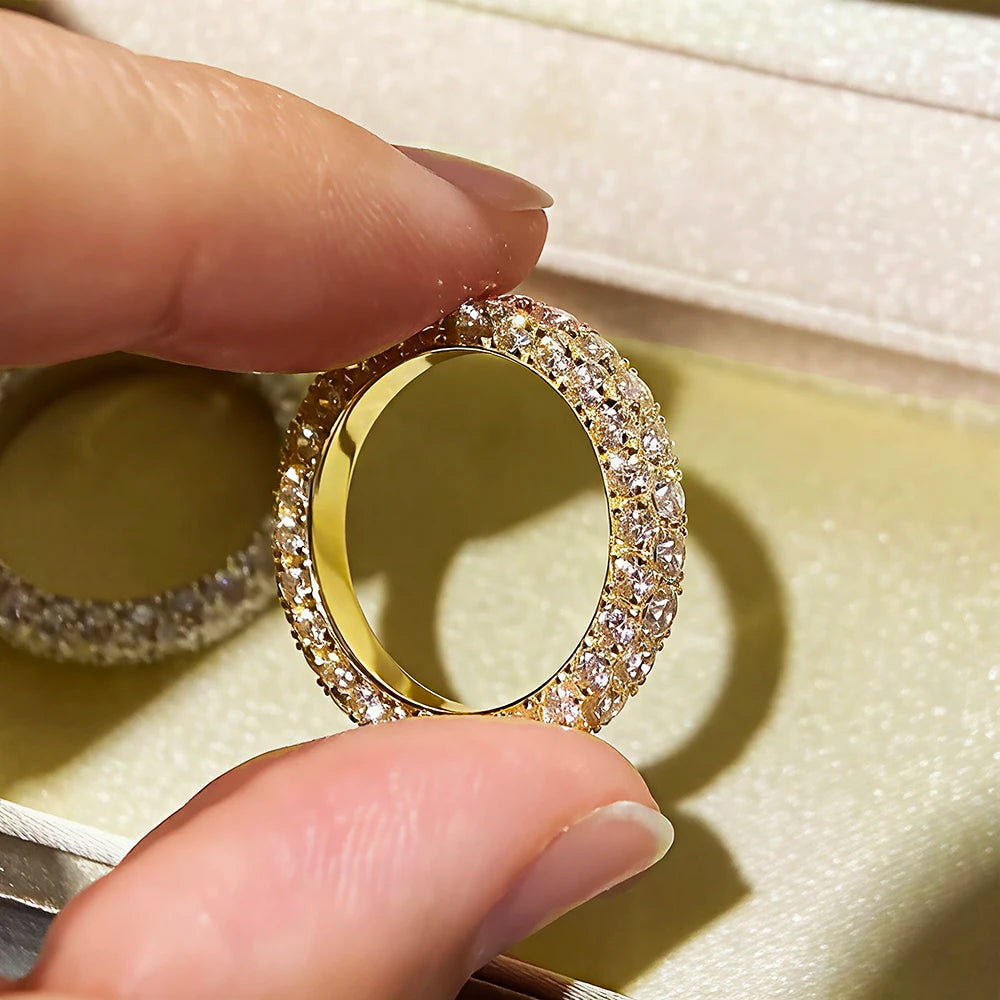 Three-Row Moissanite Wedding Band