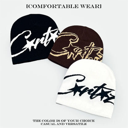 Leopard Print Letter Knit Beanie