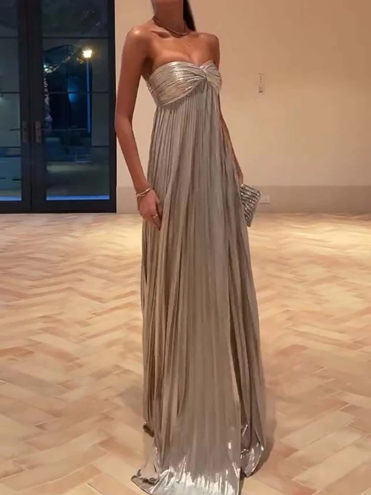 Strapless Backless Maxi Party Dress