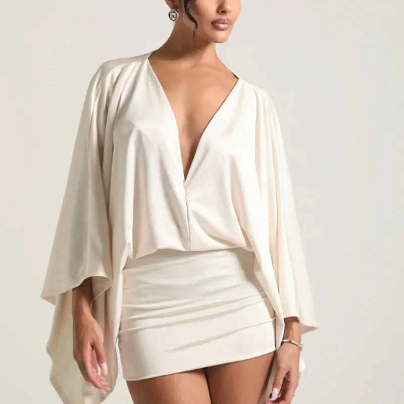 Deep V-Neck Boho Mini Dress