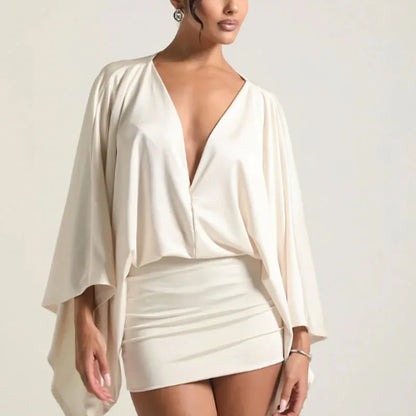 Deep V-Neck Boho Mini Dress